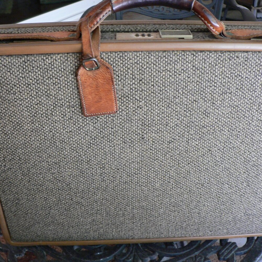 Hartmann Vintage Tweed and Leather Briefcase